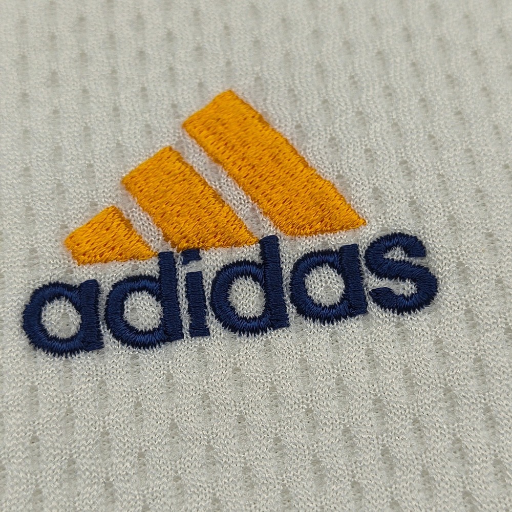 Adidas Mens XL Mesh Athletic Jersey Shirt White Navy Blue Orange 3-Stripes VTG - Picture 11 of 15